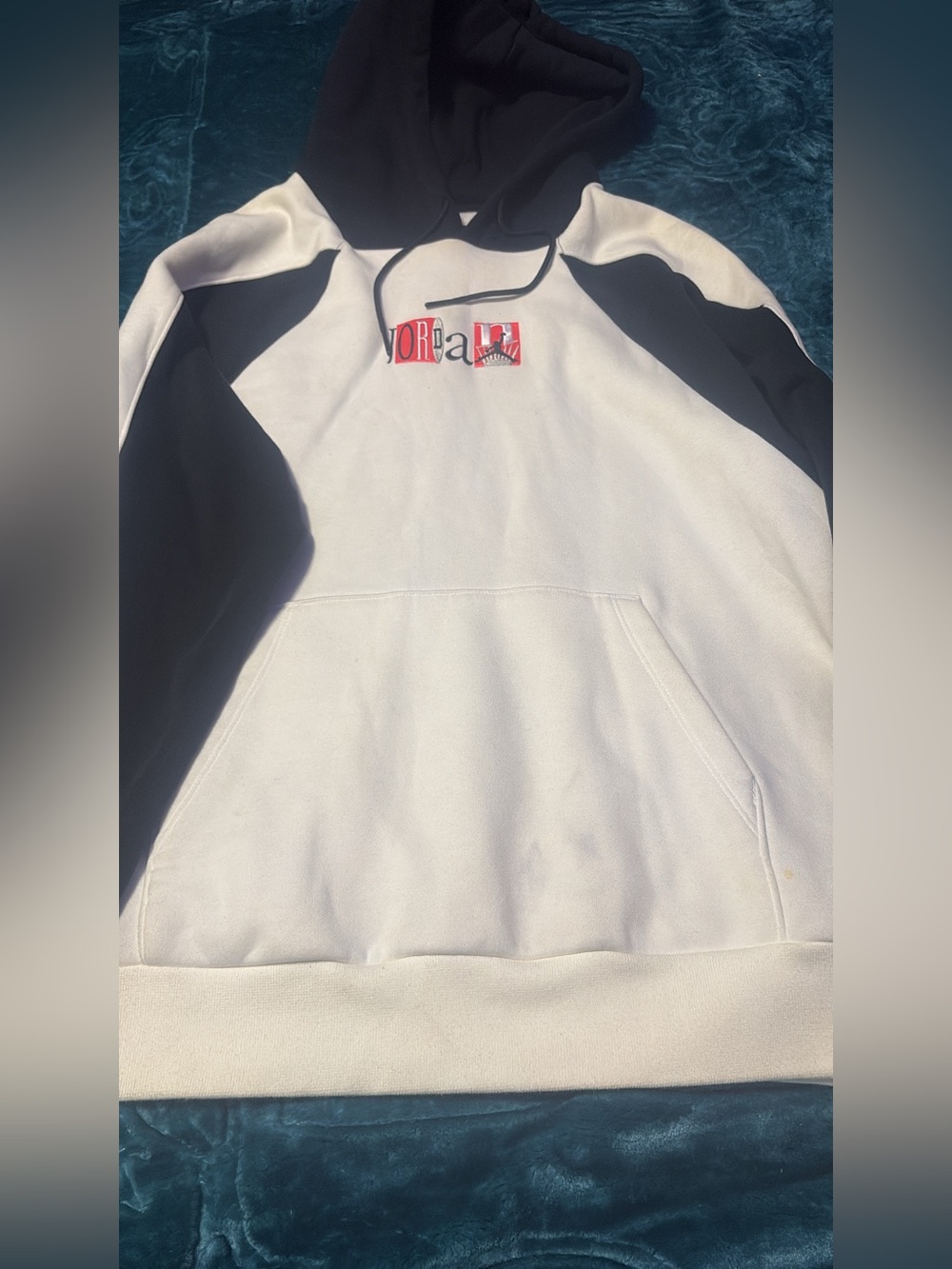 Men's air Jordan Black and White Hooded Pullover Sweatshirt